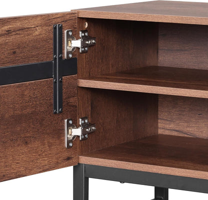 3 in 1 Modern TV Stand for Tvs up to 110 Inch, Wood Entertainment Center TV Console with Storage Cabinets and Metal Base, Media Console for Living Room,Brown-4