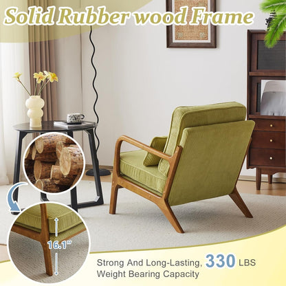 Corduroy Nightshade Green Armchair With Lumbar Pillow-3