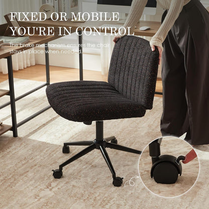 Wide Seat Swivel Office Chair, Locking Wheels, Black-3