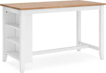 Gesthaven Farmhouse Counter Height Dining Table with 3 Shelves and Trestle Base, Light Brown & White-0
