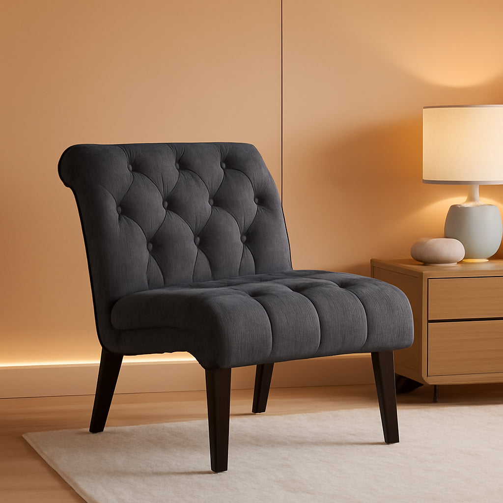 Set of 2 Button Tufted Slipper Chairs-0