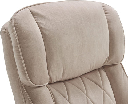 Sutherland Quilted Leather Executive Office Chair with Padded Arms, High Back Ergonomic Desk Chair with Lumbar Support, Cream Microfiber Fabric-3