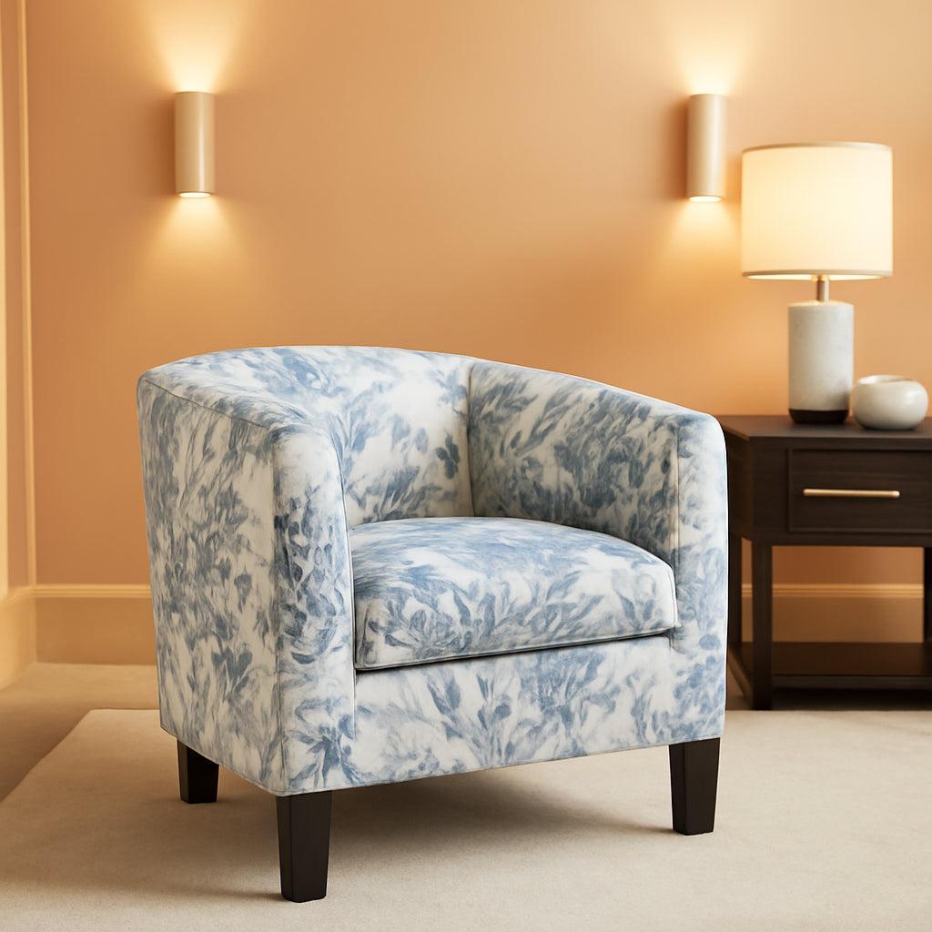 Blue Coral Barrel Chair With Soft Padding Living Room-0