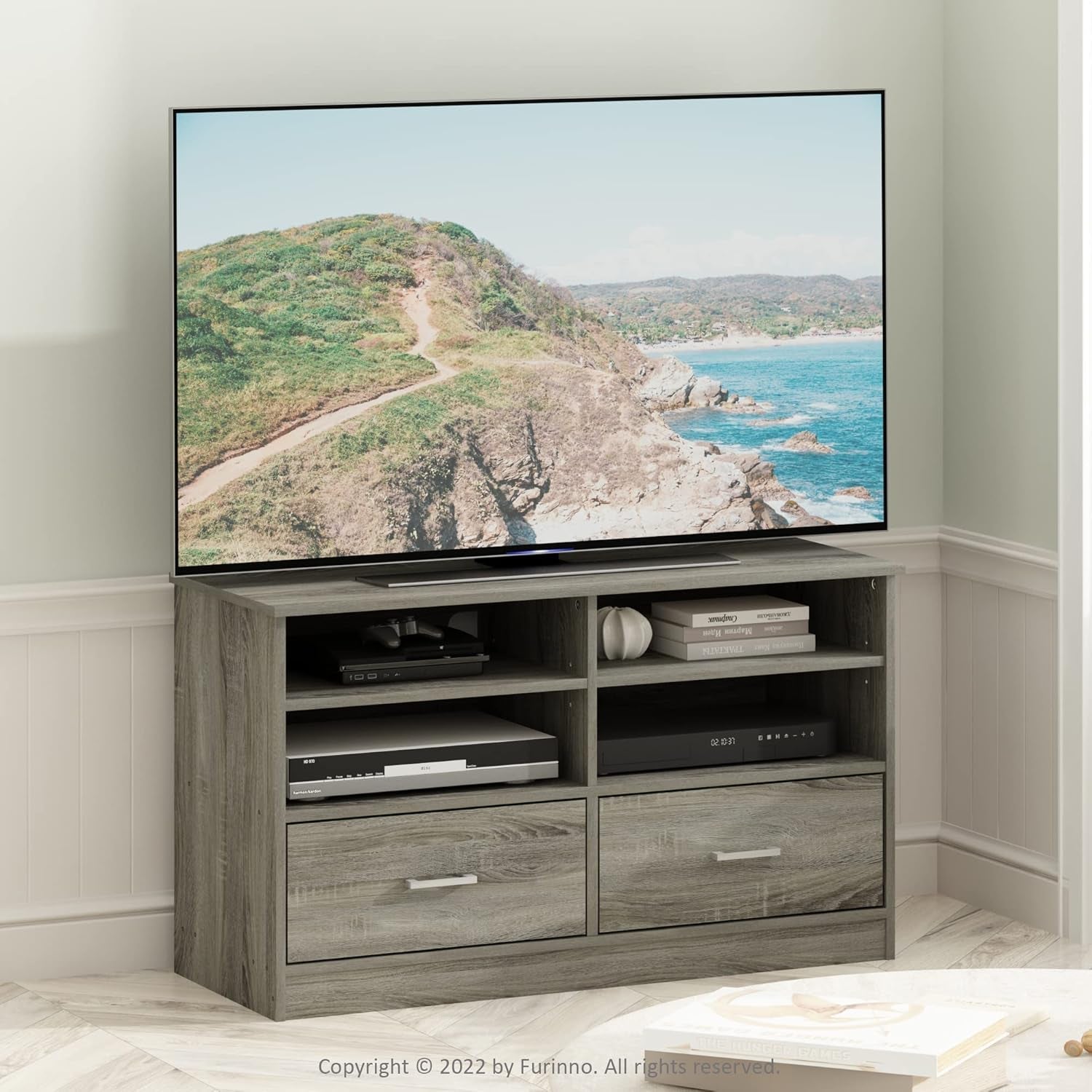 Jensen TV Stand with Drawer, French Oak, Large-2