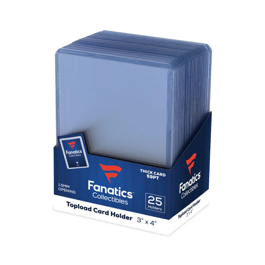 Stack of clear plastic card holders for Fanatics Collectibles 59pt 3x4 Top Loader