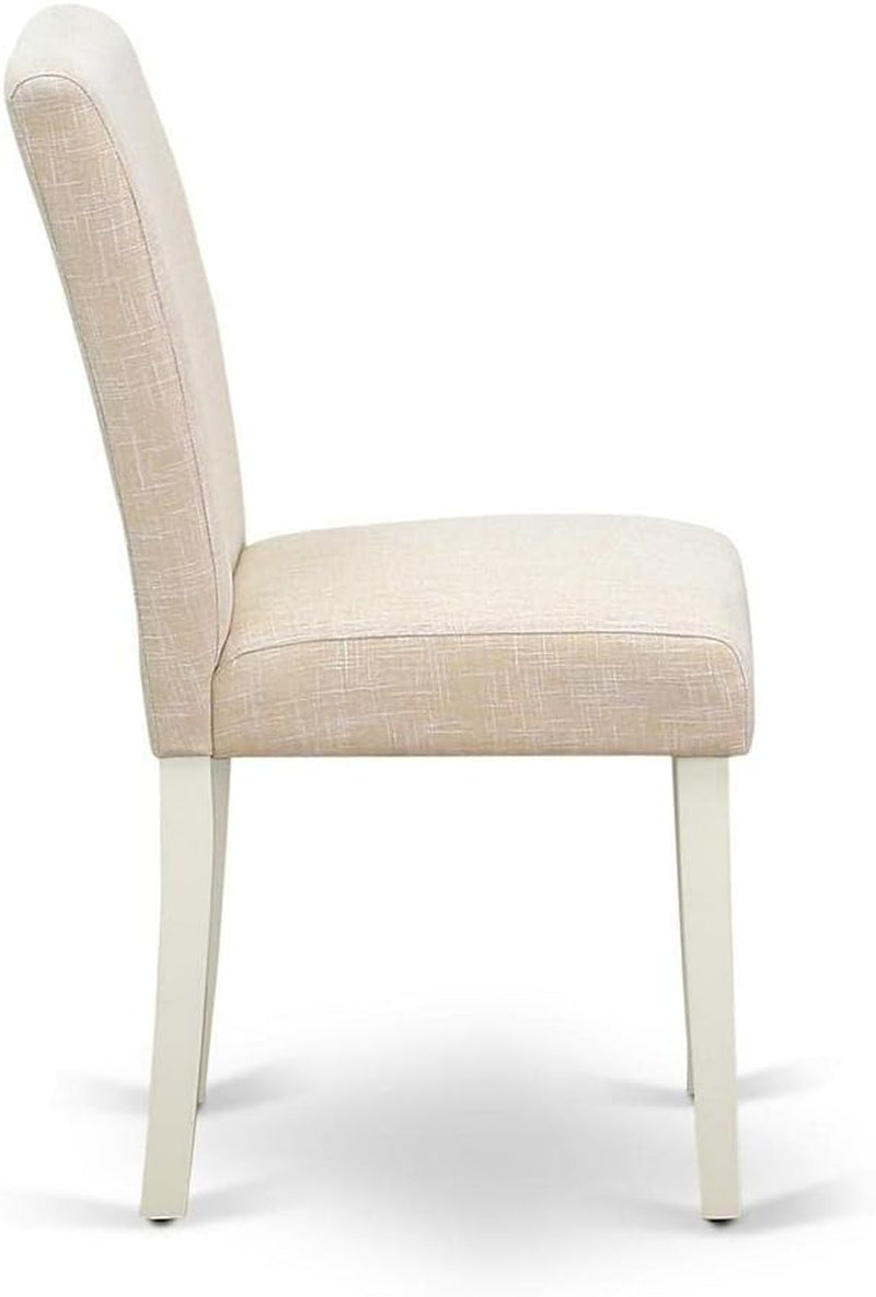 Abbott Parson Dining Room Chairs - Light Beige Linen Fabric Upholstered Chairs, Set of 2, Linen White-3