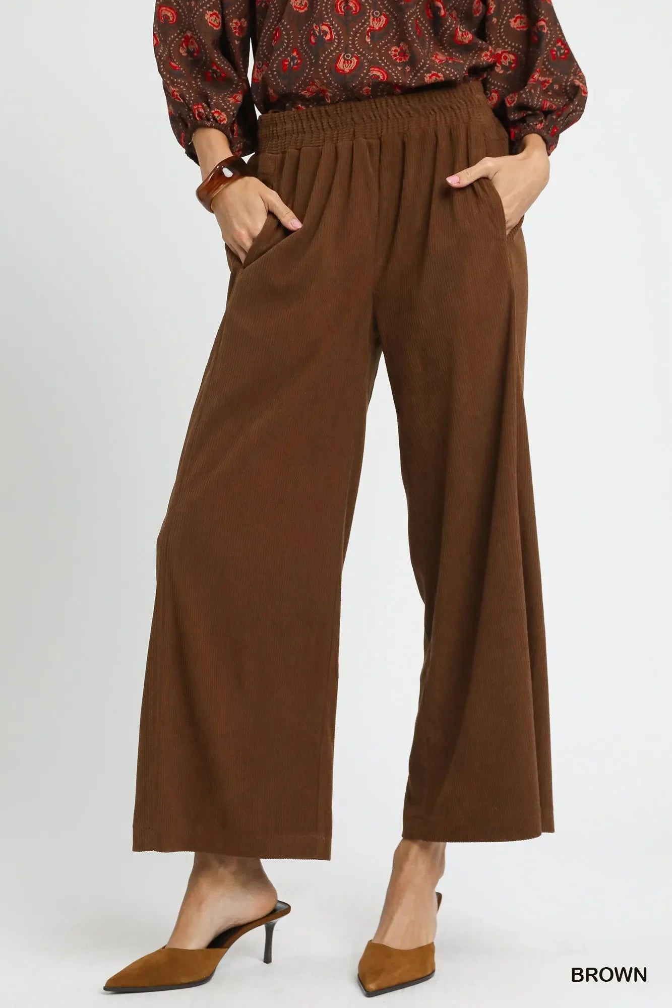 Umgee Wide-Leg Corduroy Pants
