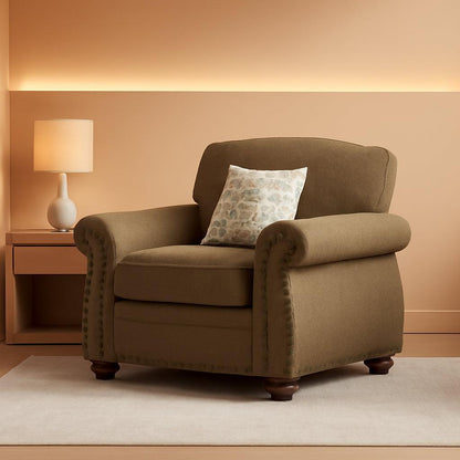 Brown Nailhead Trim Armchair For Living Room Decor Accent-0