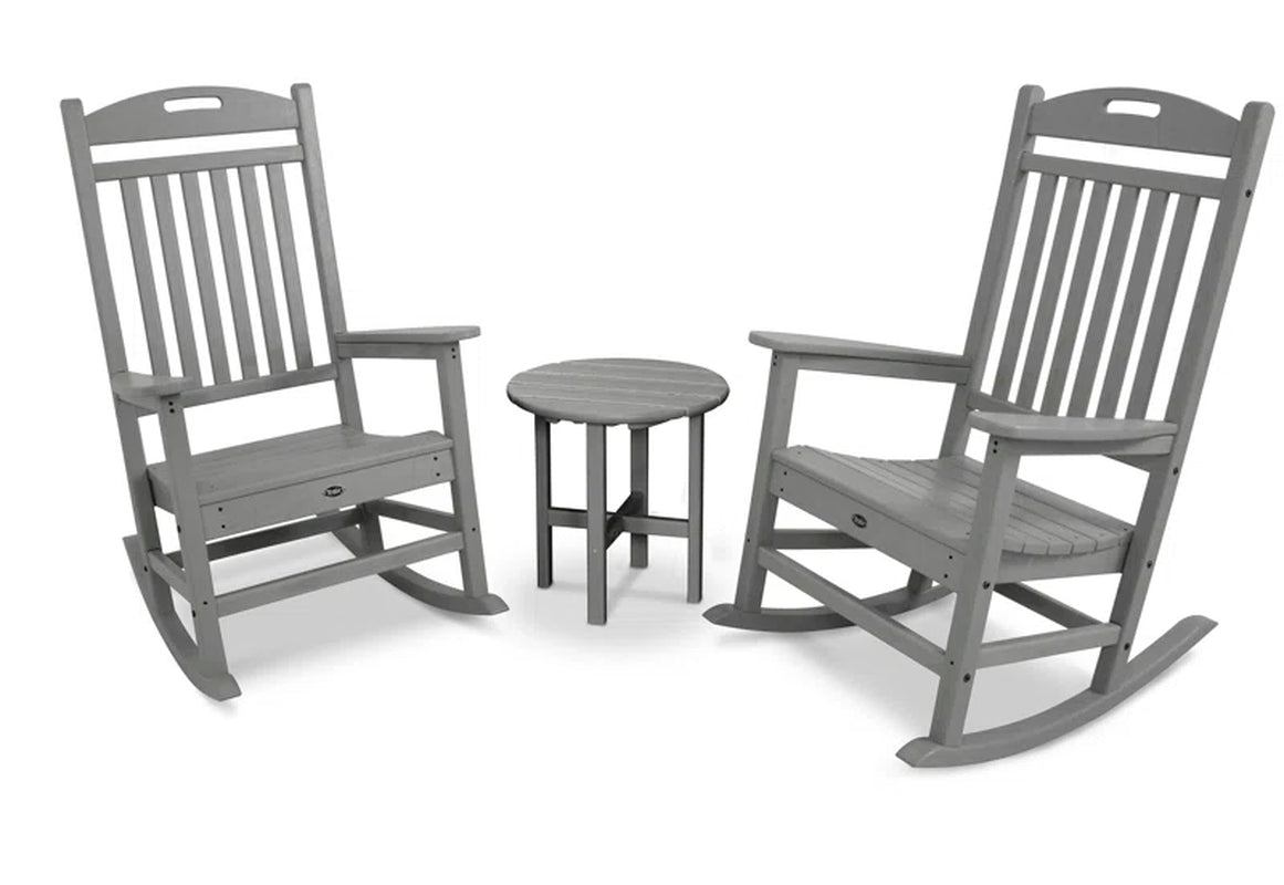 Three Piece Outdoor Rocker Set With Weatherproof Table-4