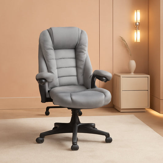Heated Massage Office Chair, Reclining Velvet, Gray-0