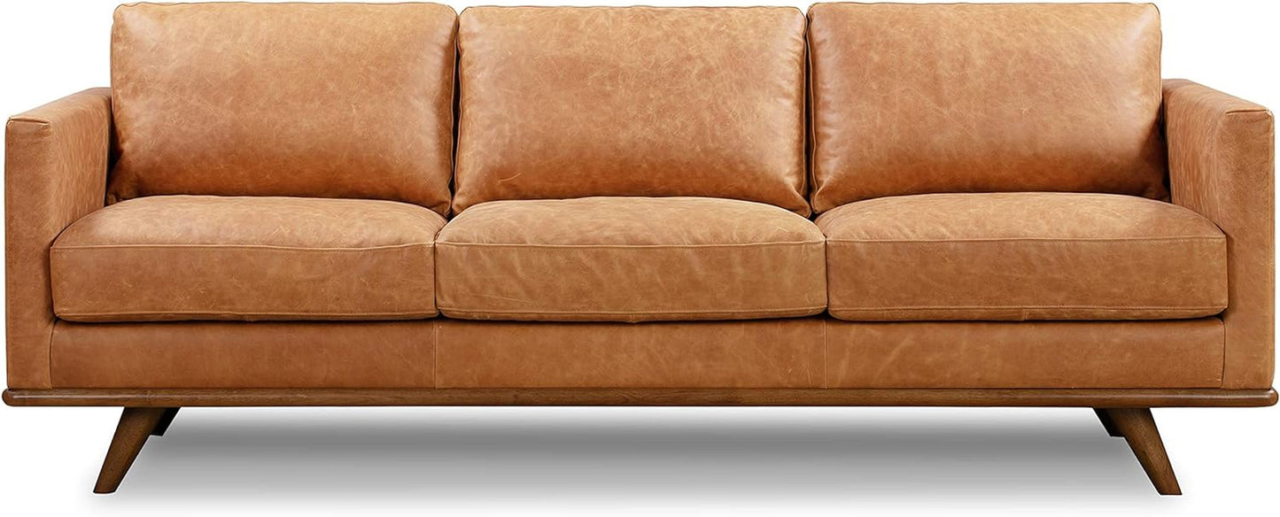 Nolita 85" Sofa in Full-Grain Pure-Aniline Italian Tanned Leather in Cognac Tan-3