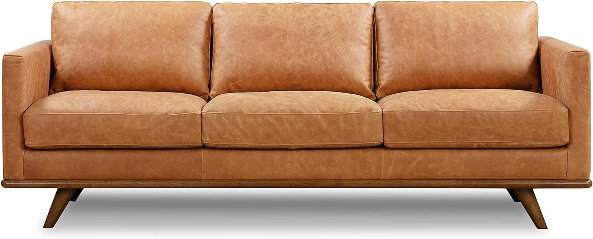 Nolita 85" Sofa in Full-Grain Pure-Aniline Italian Tanned Leather in Cognac Tan-3