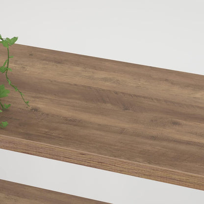 Rustic Oak 6 Tier Tall Bookcase With Metal Frame Display-2