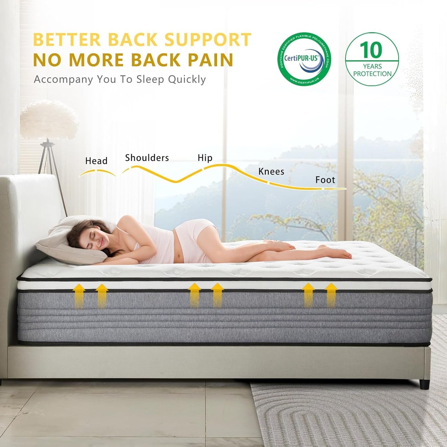 12 Inch Queen Hybrid Mattress with Gel Memory Foam-3