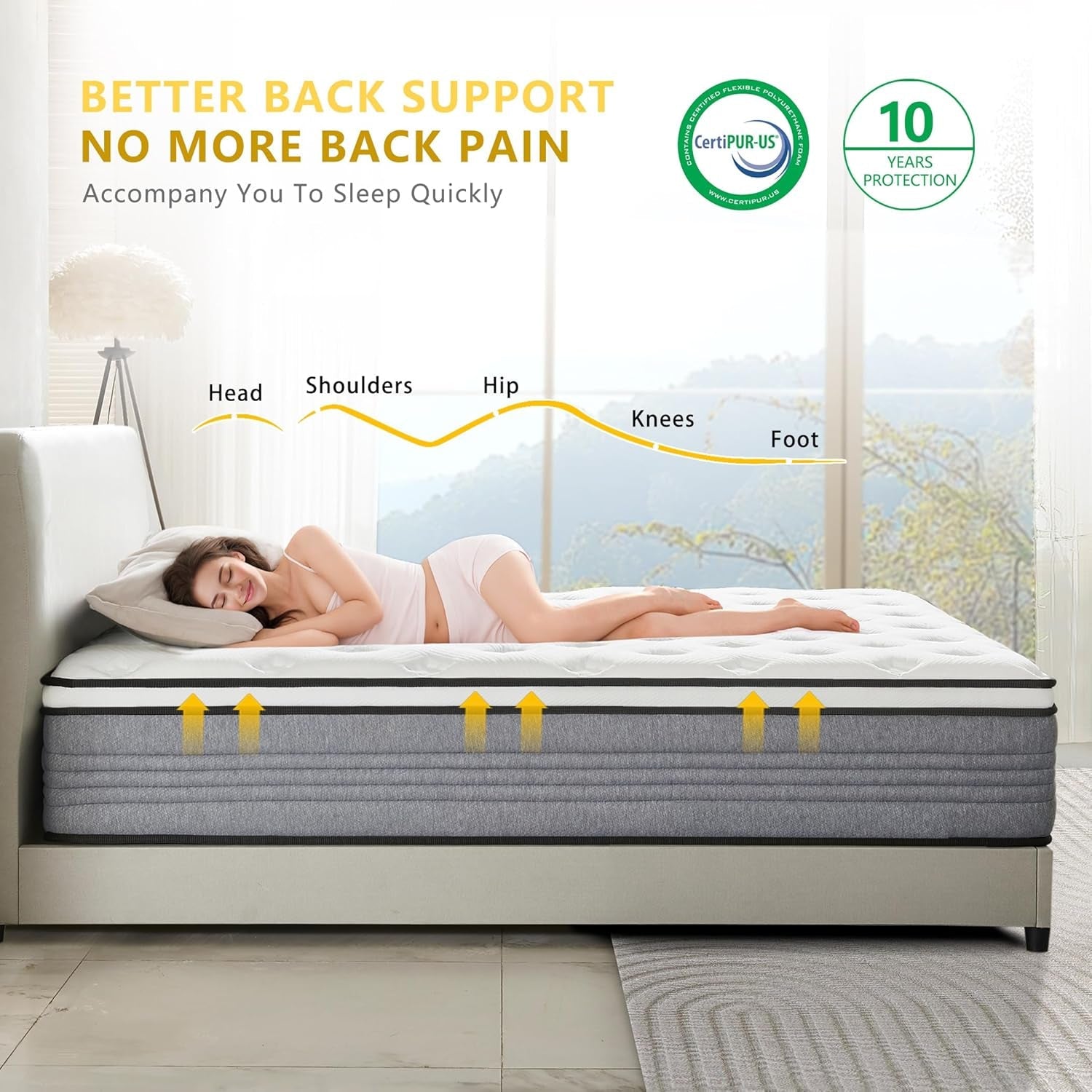 12 Inch Queen Hybrid Mattress with Gel Memory Foam-3