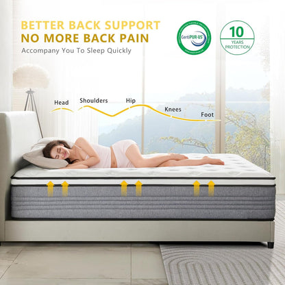 12 Inch Queen Hybrid Mattress with Gel Memory Foam-3