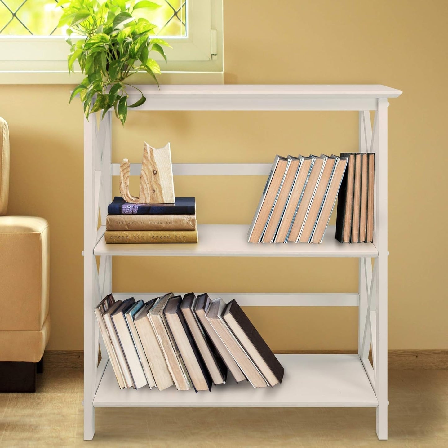 3-Shelf Montego Bookcase, White-1
