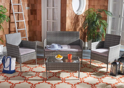 Elegant Rattan Outdoor Glass Top Patio Set Cushions-2