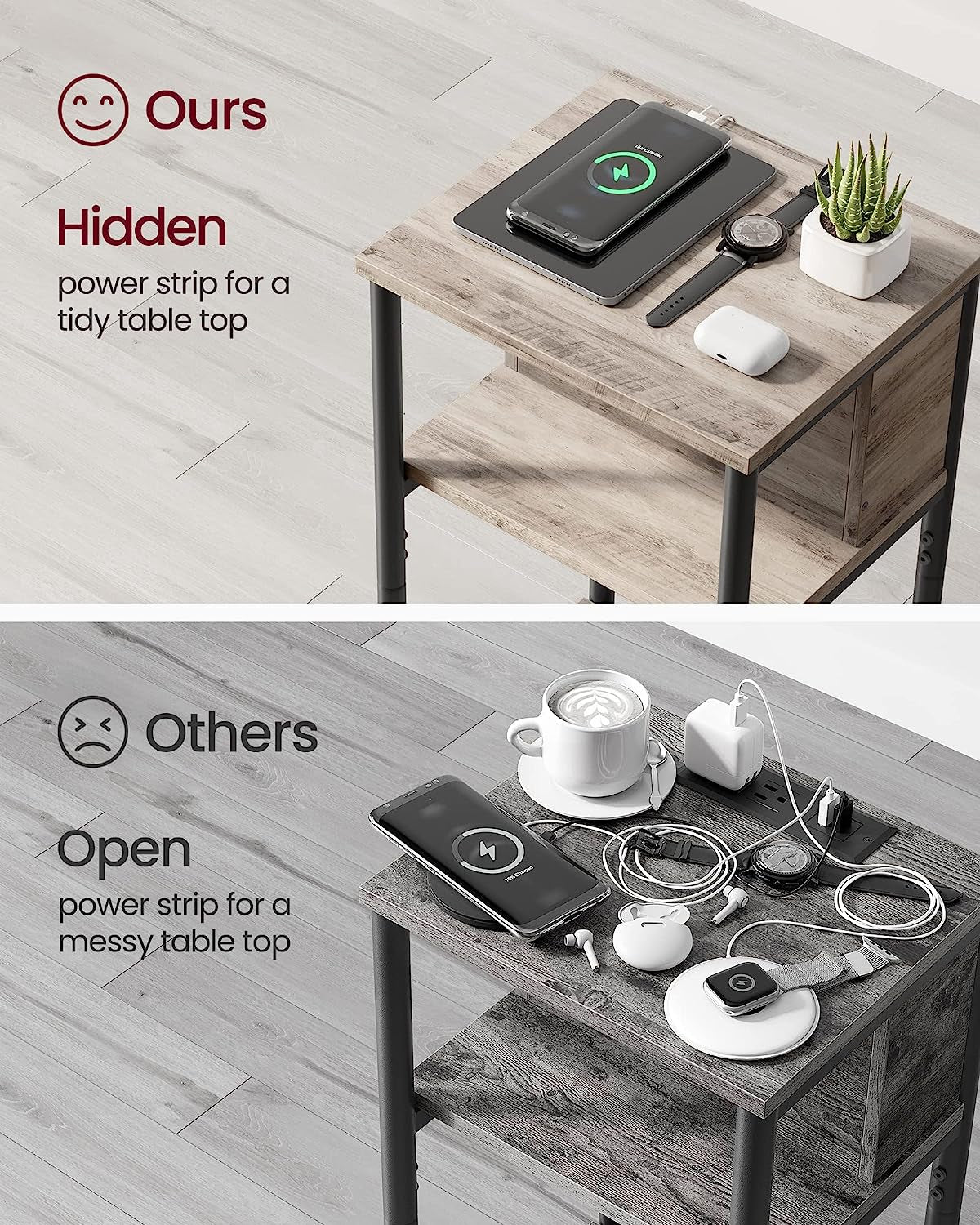 Side Table with Charging Station-3