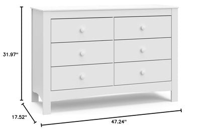 Noah 6 Drawer Double Dresser (White) - GREENGUARD Gold Certified, 6 Drawer Double Dresser for Kids Bedroom or Nursery, Bedroom Furniture Dresser, Universal Design for Nursery and Kids Bedroom-2