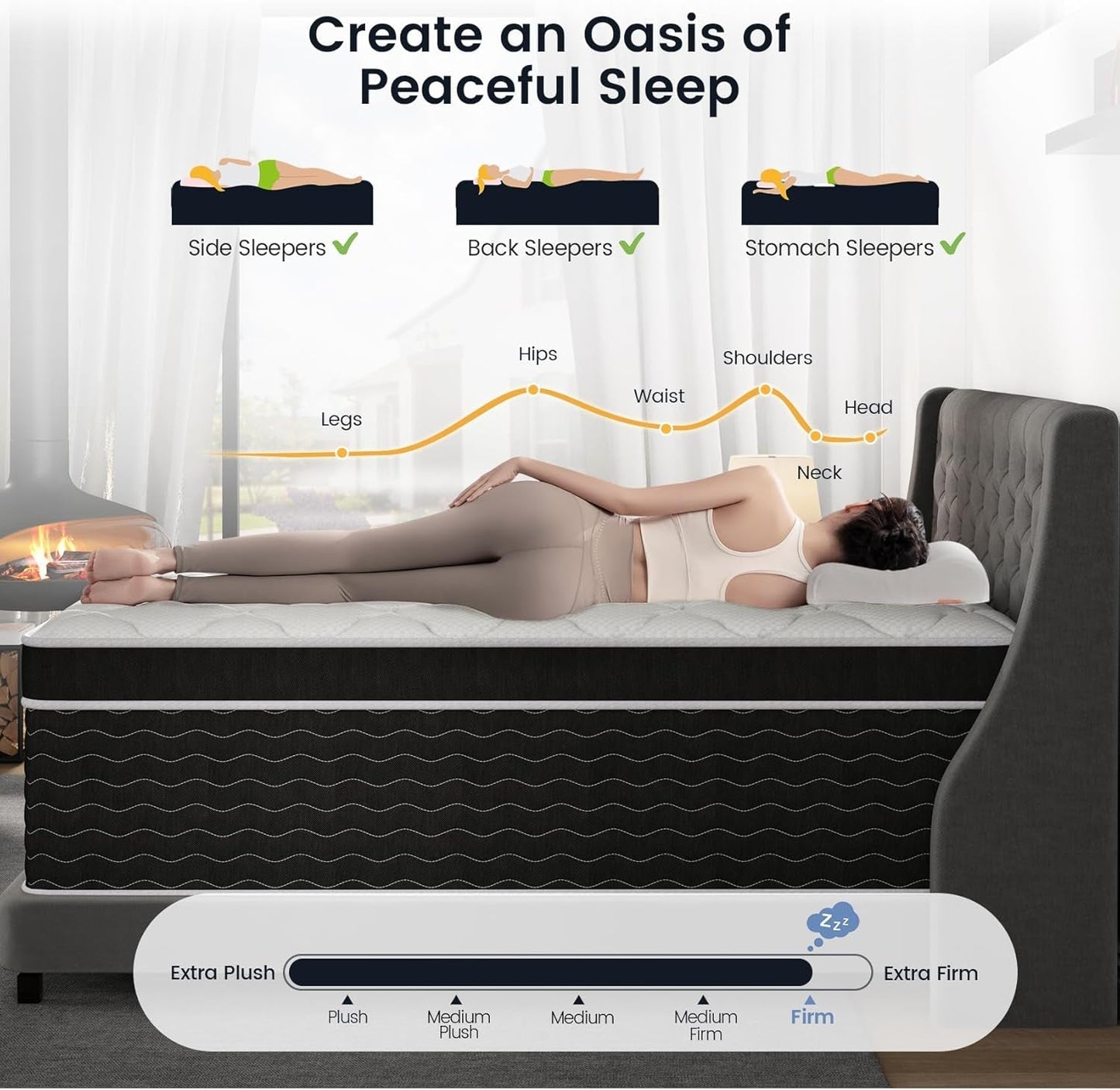 King Size Mattress, 12 Inch Hybrid Mattresses in a Box, Firm King Mattress with Gel Memory Foam and Pocket Springs, Pressure Relief & Upgraded Support, Cooling and Breathable-2