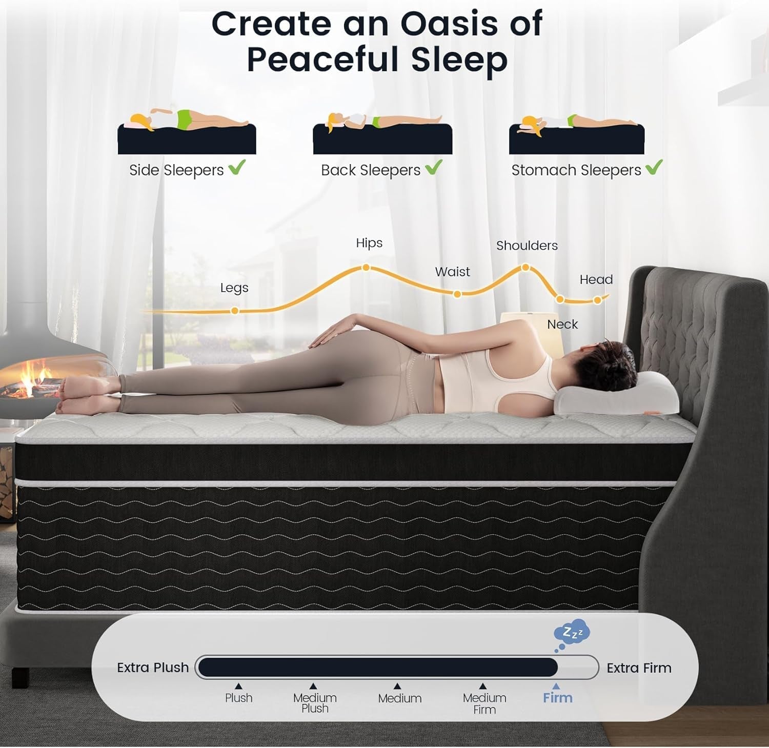 King Size Mattress, 12 Inch Hybrid Mattresses in a Box, Firm King Mattress with Gel Memory Foam and Pocket Springs, Pressure Relief & Upgraded Support, Cooling and Breathable-2