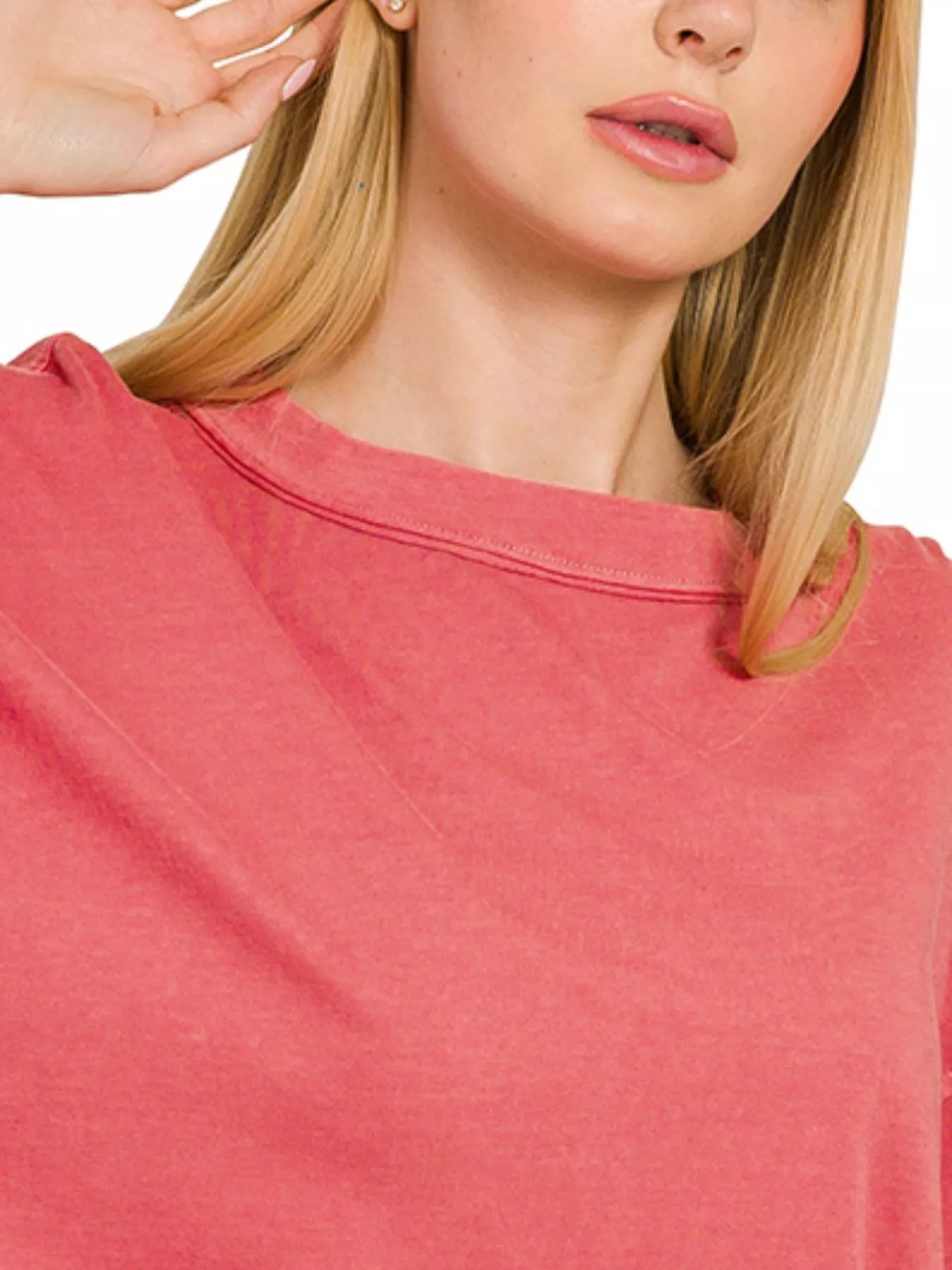 Zenana Pigment Dye Enzyme Washing Oversized Round-Neck T-Shirt