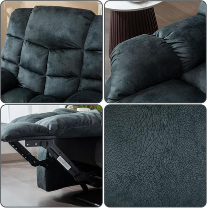 Reclining Living Room Set, One Seat Manual Recliner, Loveseat Recliner Sofa and 3PC Bonded Manual Recliner Set, Grey(Recliner+Loveseat+Sofa)-3