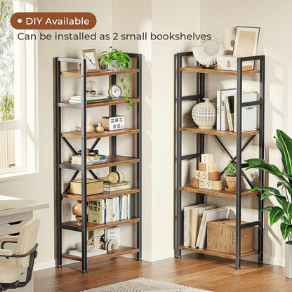 Triple 4 Tier Bookshelf, Bookcase with 11 Open Display Shelves, Wide Book Shelf Book Case for Home & Office, Rustic Brown-4
