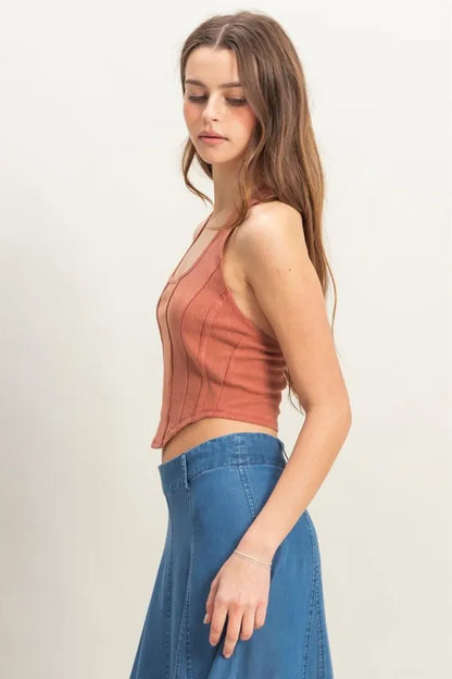 HYFVE Mineral Wash Halter Neck Everyday Top