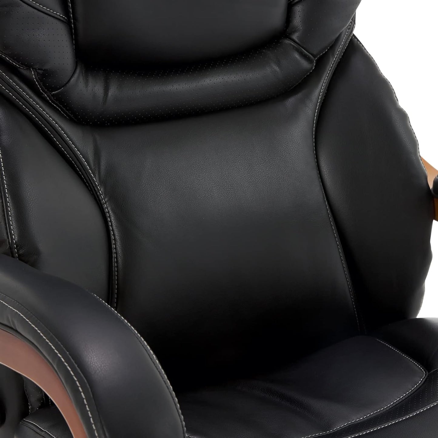 Big and Tall Executive Office Chair with Wood Accents, Adjustable High Back Ergonomic Computer Chair with Lumbar Support, Bonded Leather, Black-4