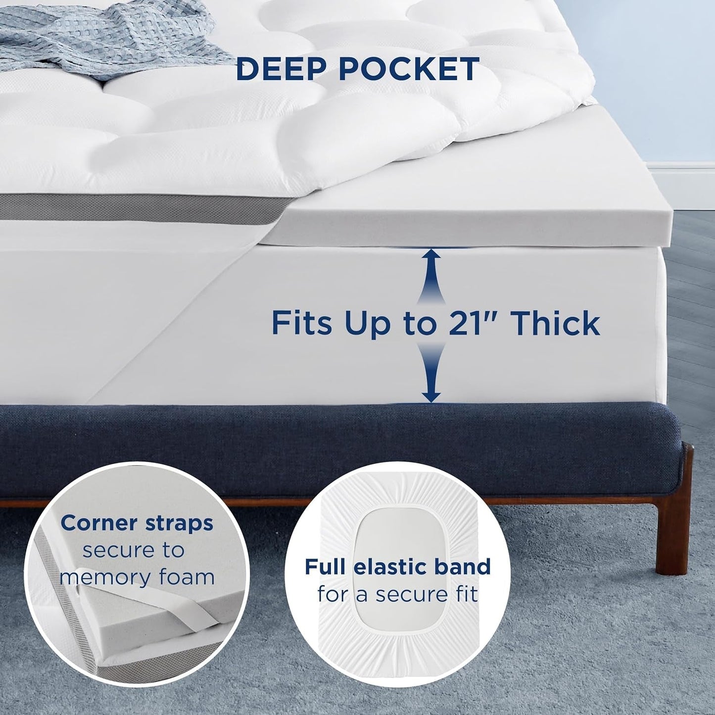 Dual Layer Gel Memory Foam Queen Mattress Topper-4