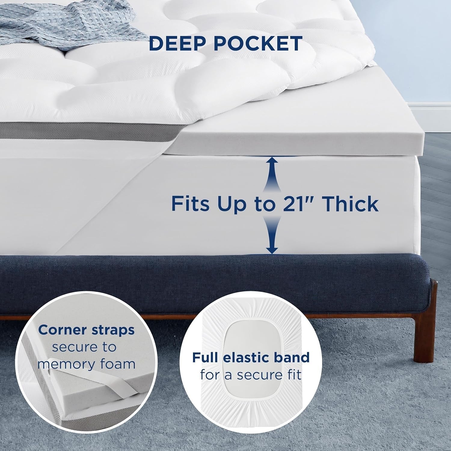 Dual Layer Gel Memory Foam Queen Mattress Topper-4