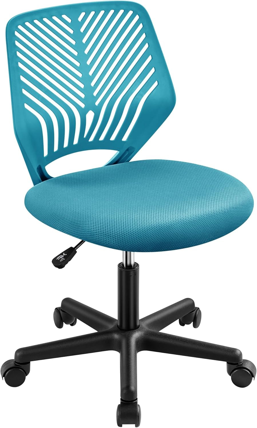 Students Cute Desk Chair Low-Back Armless Study Chair W/Lumbar Support Adjustable Swivel Chair in Home Bedroom School, Turquoise-0
