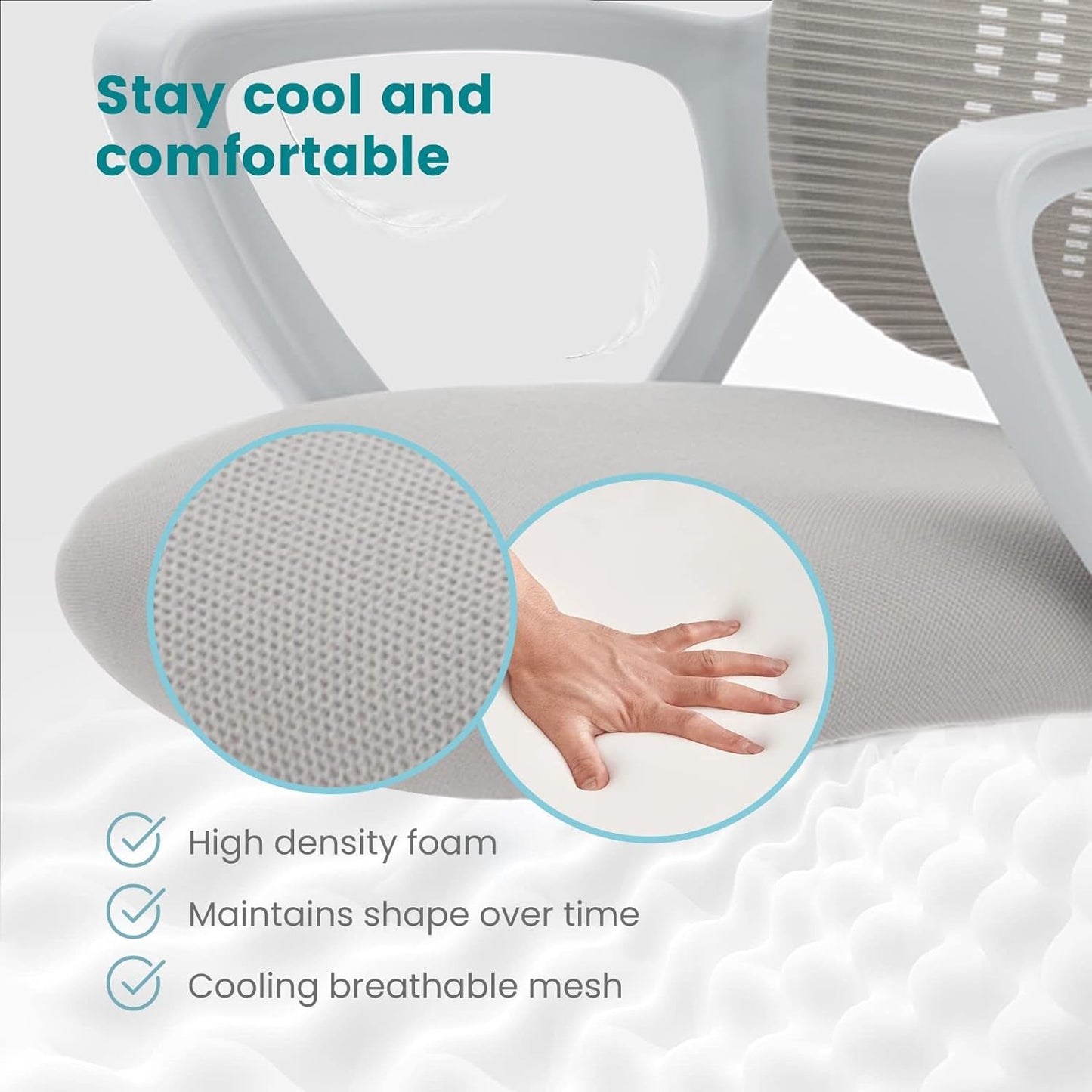 Office Chair, Mid Back Computer Ergonomic Mesh Desk with Larger Seat, Executive Height Adjustable Swivel Task with Lumbar Support and Armrests for Women Adults-4