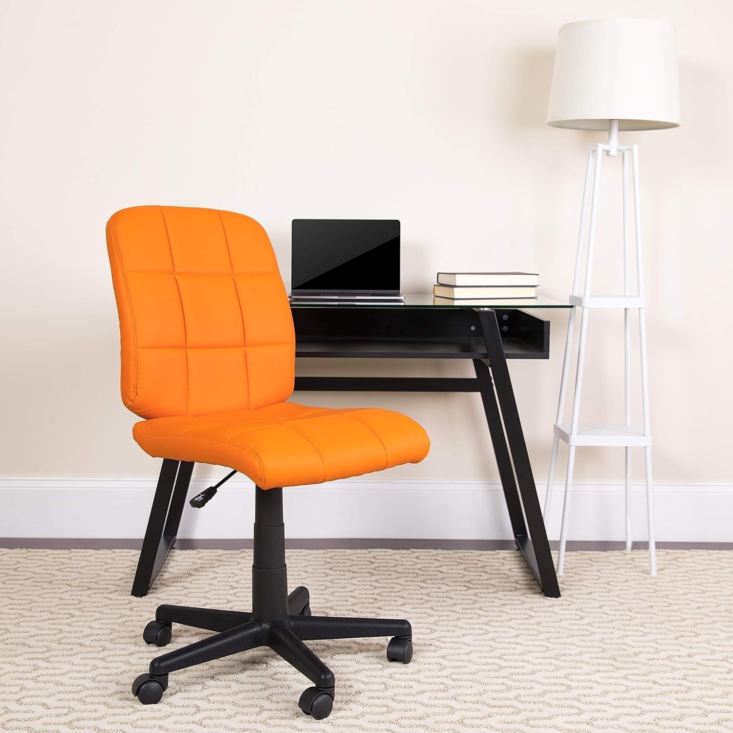 Clayton Mid-Back Orange Quilted Vinyl Swivel Task Office Chair-1