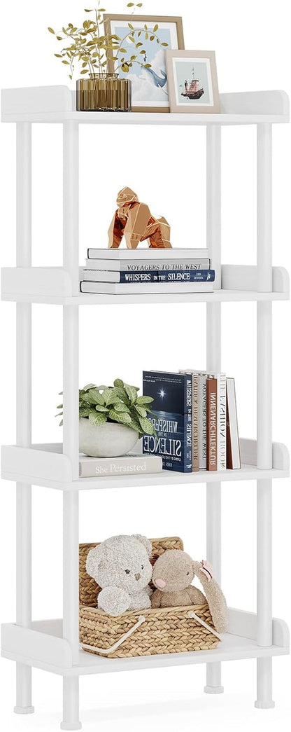Bookcase 4 Tier Bookshelf, Vintage Small Bookshelf for Small Spaces, Wooden Book Shelf Small Bookcase for Living Room Bedroom-0