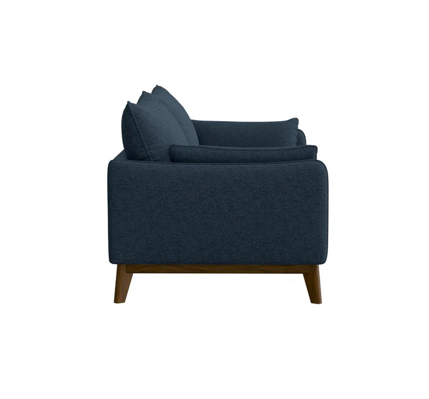 Spacious 84Inch Denim Upholstered Sofa With Wood Legs-4