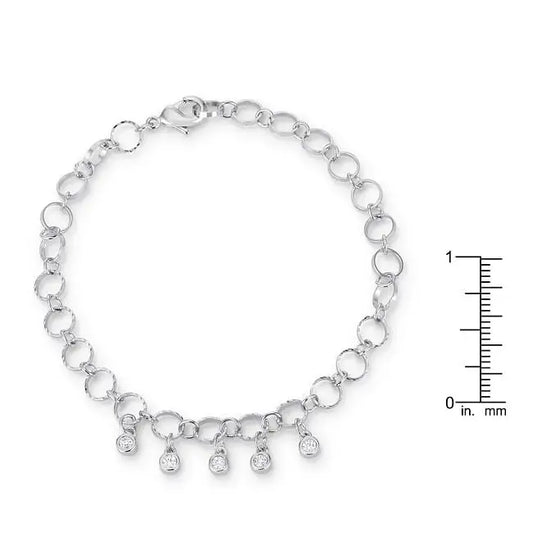 .55 Ct Stunning 8’’ Rhodium Bracelet with CZ Charms - Bracelets