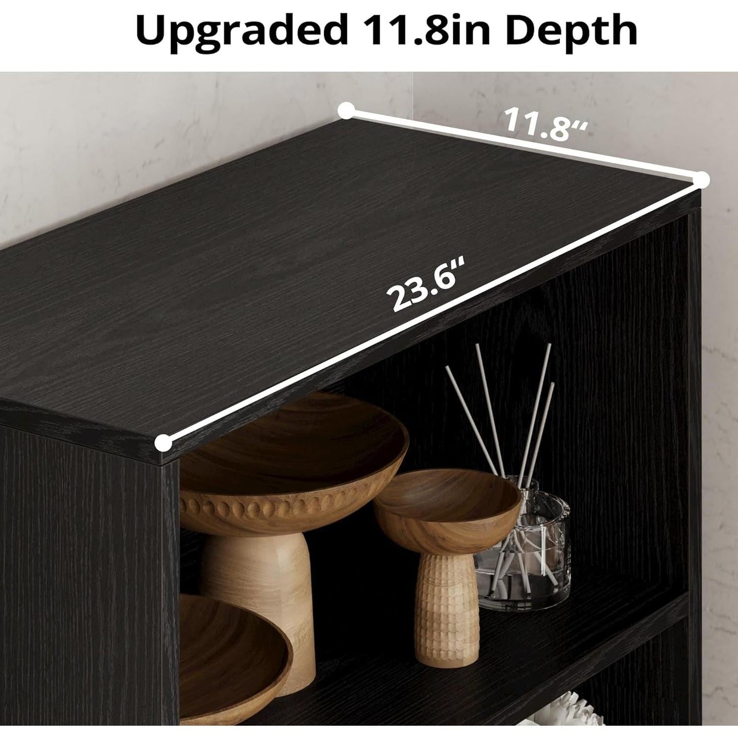 Industrial Bookshelves and Bookcases with Doors 11.8 in Depth Floor Standing 5 Shelf Display Storage Shelves Bookcase Home Decor Furniture for Home, Office, Living Room, Bedroom-4