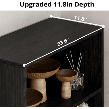 Industrial Bookshelves and Bookcases with Doors 11.8 in Depth Floor Standing 5 Shelf Display Storage Shelves Bookcase Home Decor Furniture for Home, Office, Living Room, Bedroom-4