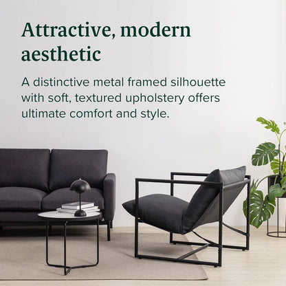 Aidan Sling Chair Dark Grey Metal Frame Shredded Foam-2