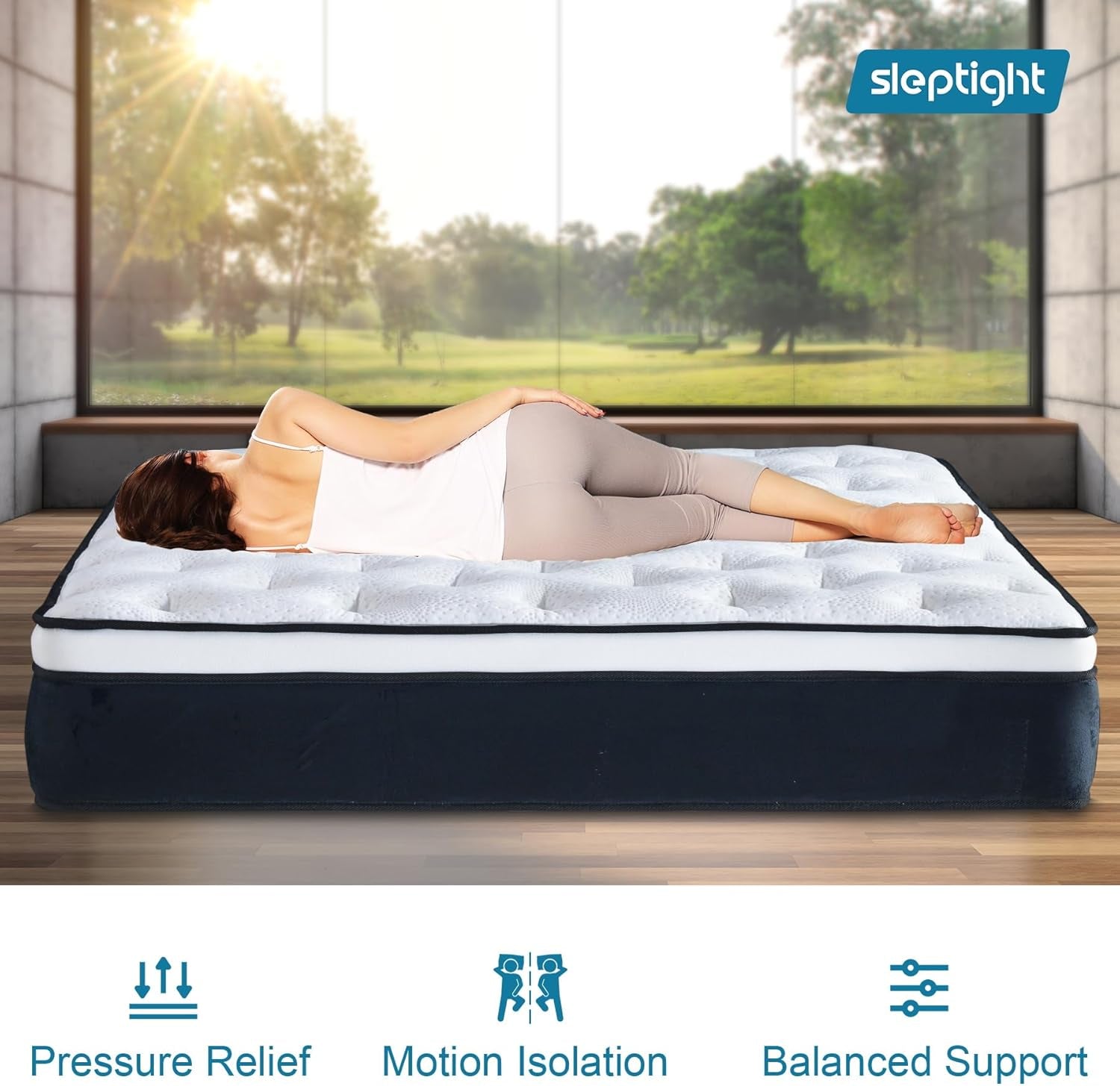 Short Queen Pillow Top Hybrid Mattress for RV Comfort-4