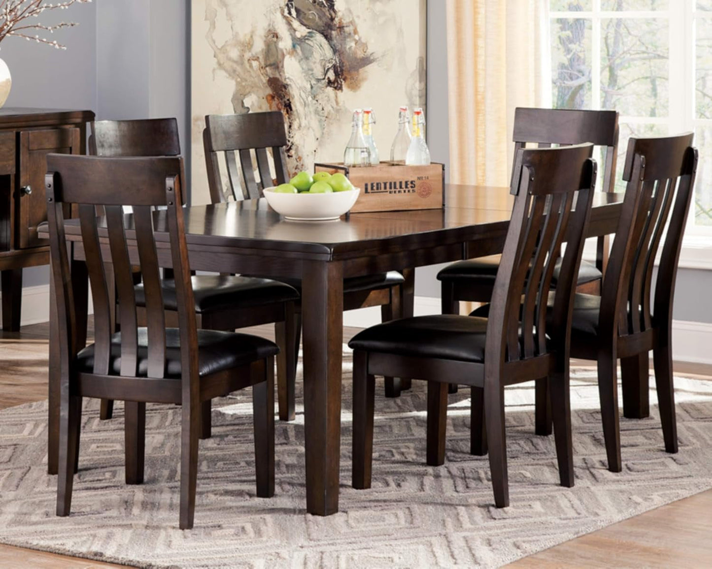 Haddigan Traditional Rectangular Dining Extension Table, Seats up to 8, Dark Brown-1
