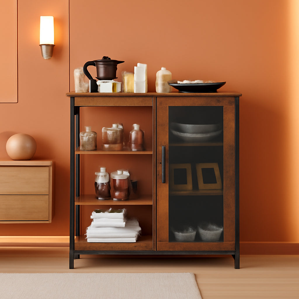 Mini Coffee Bar Cabinet Small Kitchen Buffet Farmhouse-0