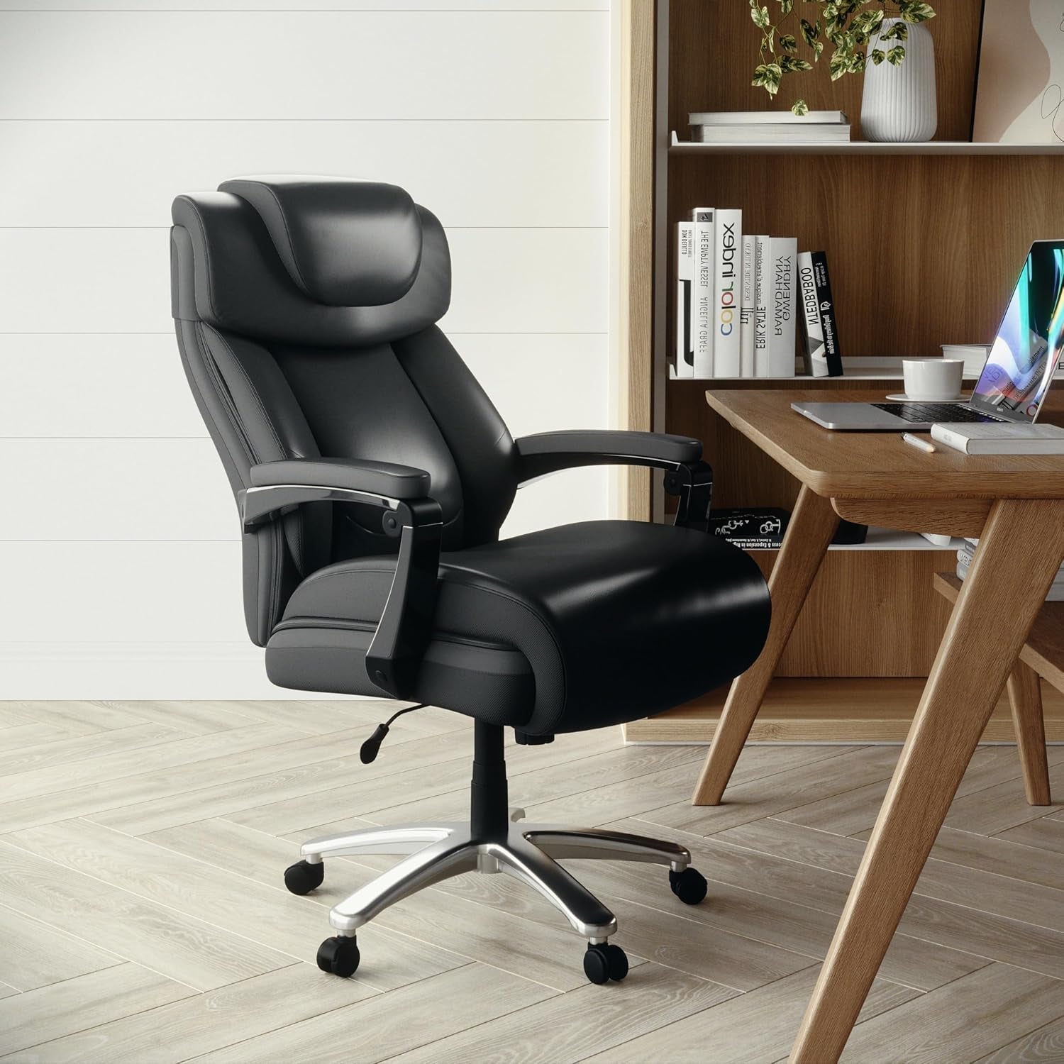Hercules Series High-Back Swivel Leathersoft Office Chair, Ergonomic Executive Chair with Headrest and Adjustable Height, Black-2