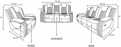 White Power Recliner Sofa LED, Wireless Charge, Table-1