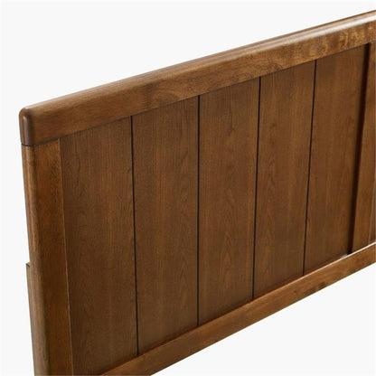 Modern Walnut Rubberwood King Headboard with Panel Detail-4