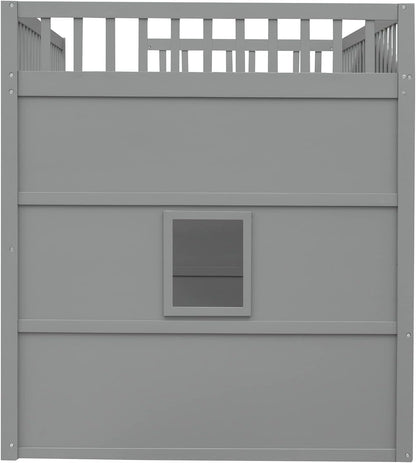 Full Playhouse Loft Bed with Window and Ladder-3