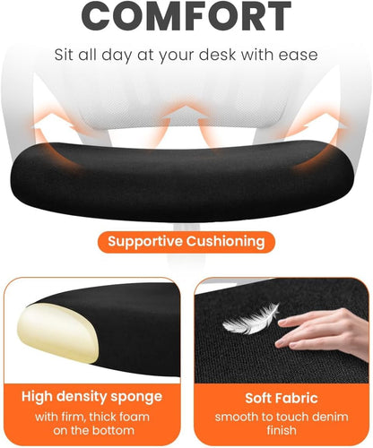 Office Chair Computer Desk Chair Gaming Ergonomic Mid Back Cushion Lumbar Support with Comfy Mesh Adjustable Swivel Rolling Home (Black)-4